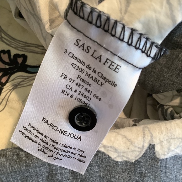 La fe’e maraboutee size 42 US LG Blue and White Floral Button Down Shirt Dress - Picture 9 of 10